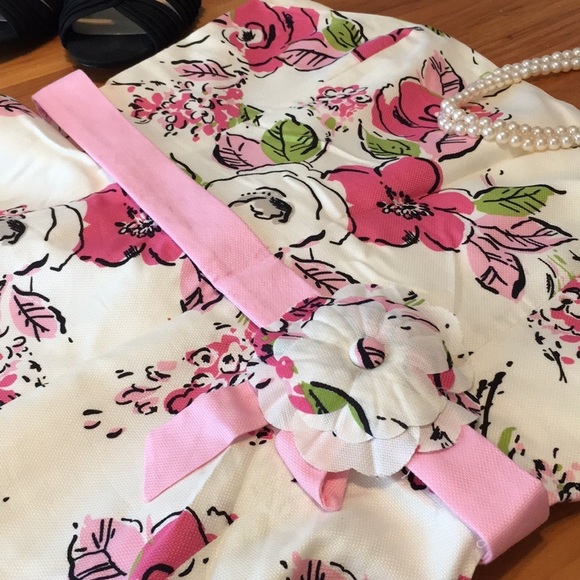 Vintage Ann Taylor Petites Strapless Floral Dress w/Belt - Picture 3 of 9